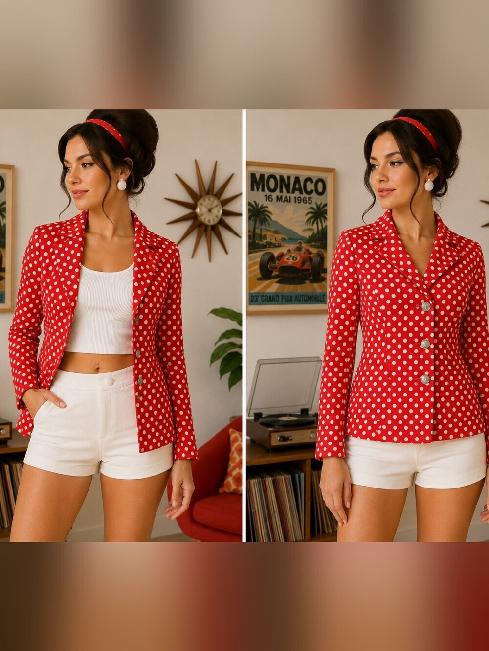 Vintage Red Polka Dot Blazer Jacket